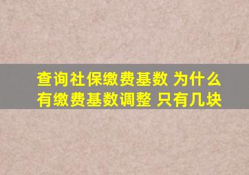 查询社保缴费基数 为什么有缴费基数调整 只有几块